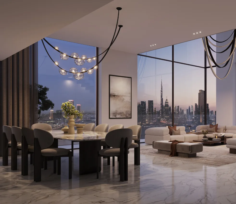 Duplex penthouse dining room at The Residences DIFC