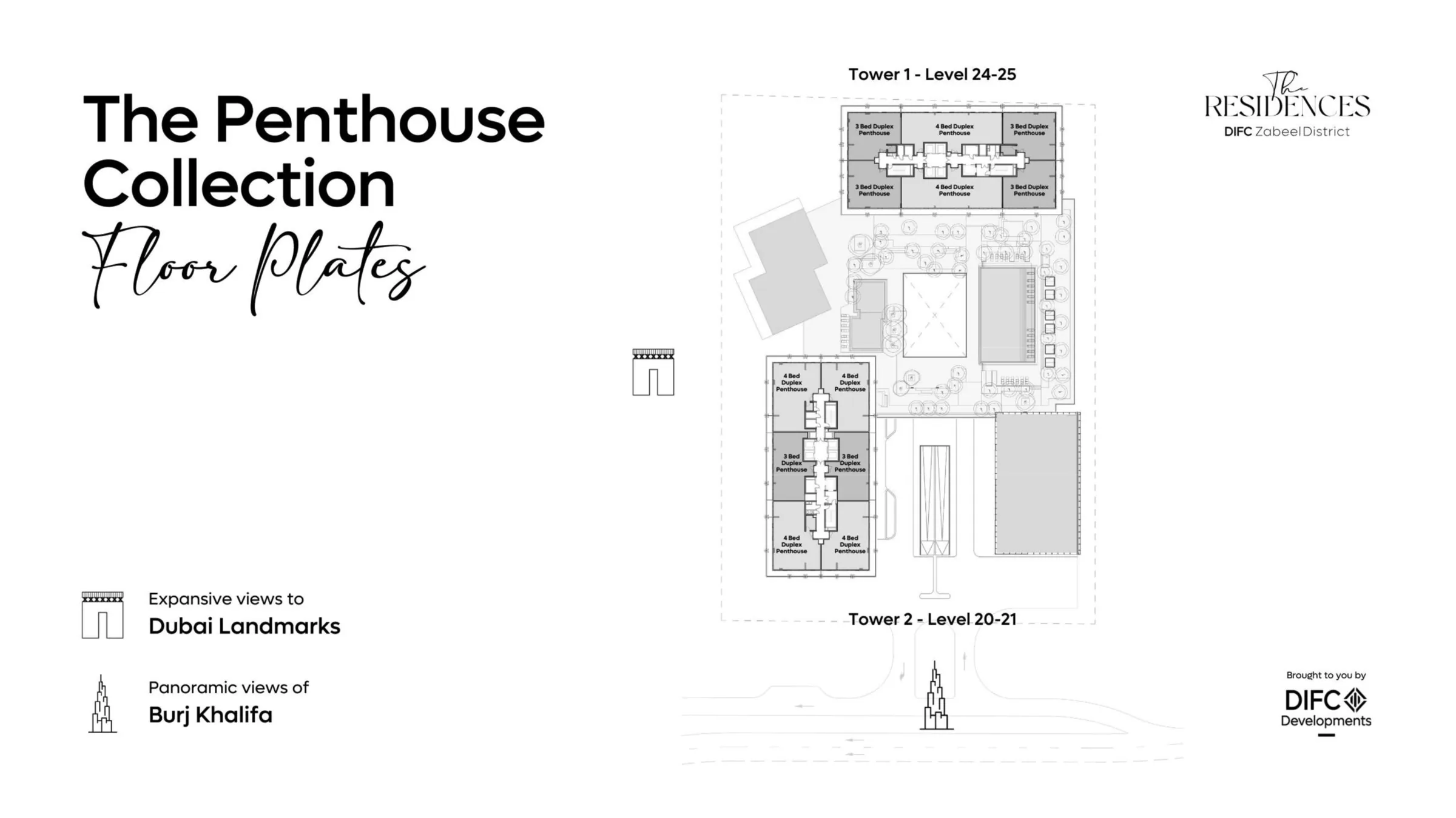 The Residences DIFC penthouse floor plate, Tower 1 levels 24-25 and Tower 2 levels 20-21