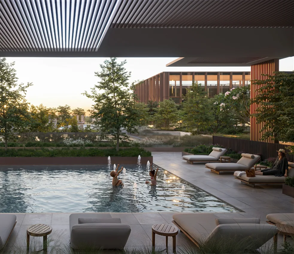 Pool cabanas at The Residences DIFC