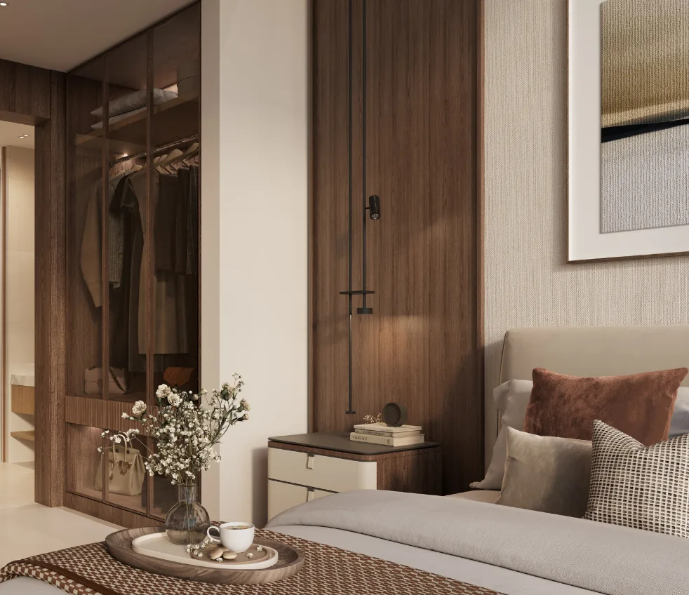 Walk-in wardrobe and dressing area at The Residences DIFC