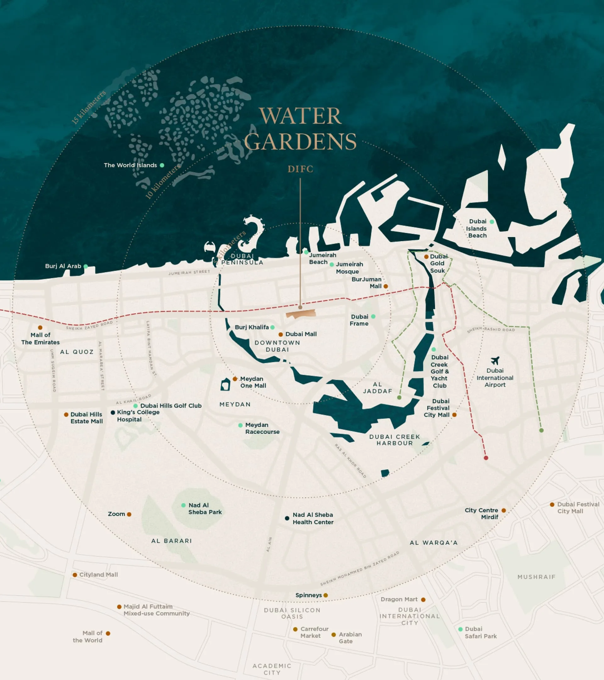 Water Gardens DIFC location map in the DIFC Gate District