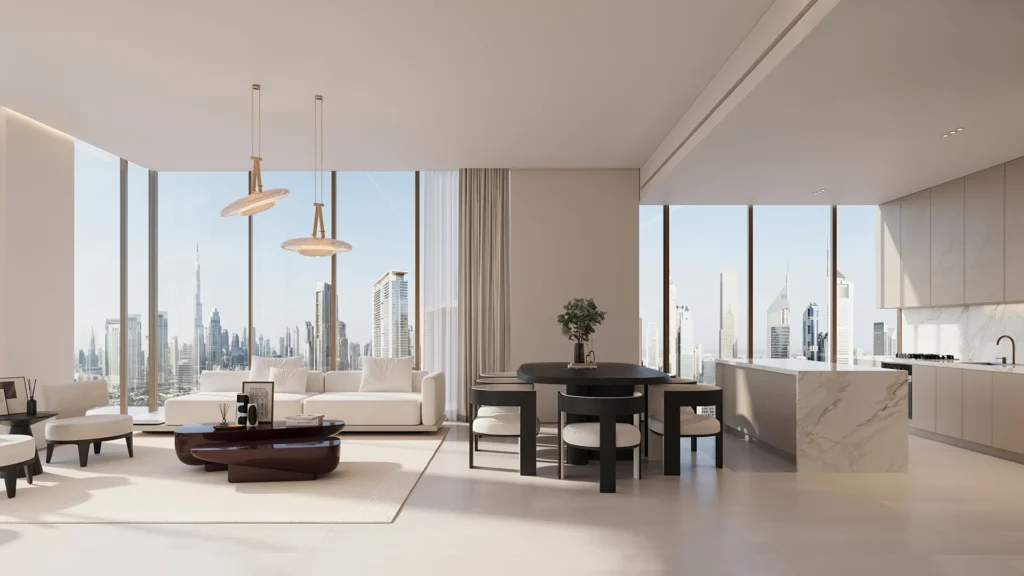 2-bedroom apartment interior at The Residences DIFC featuring luxury bedroom design and skyline views