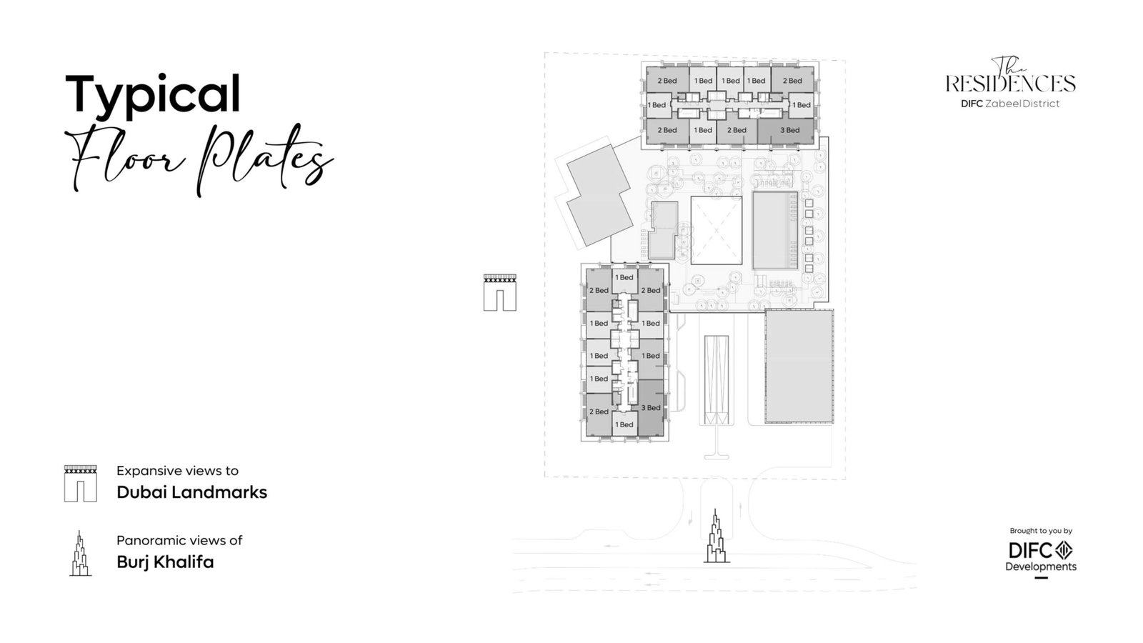 Floor plan layouts at The Residences DIFC showcasing apartment and penthouse configurations